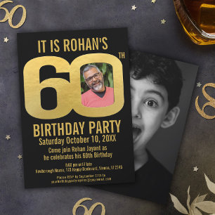 60. Geburtstagsparty schwarzes Gold jetzt dann Fot Einladung