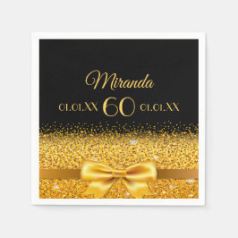 60. Geburtstagsparty schwarzes Gold klassisch eleg Serviette