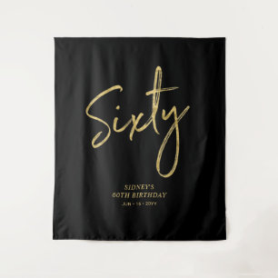 60. Geburtstagsparty-Tapisserie mit Gold und Schwa Wandteppich