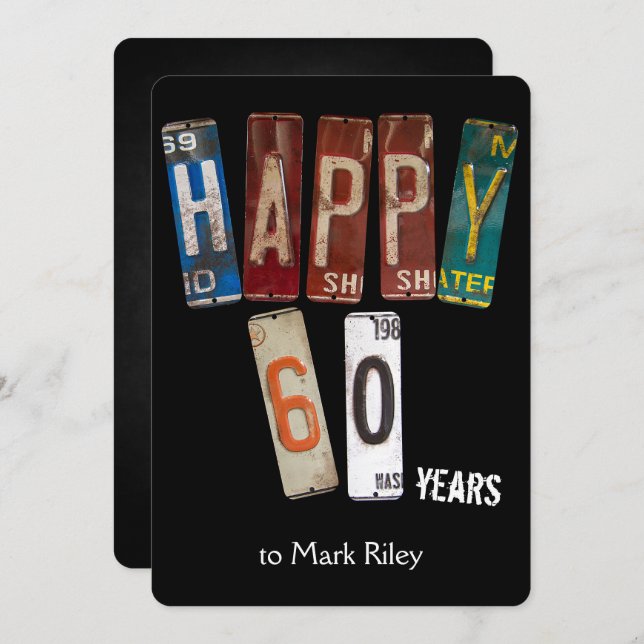 60. Geburtstagsparty-Teller Einladung (Vorne/Hinten)