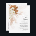 60. Geburtstagsparty Wüste Terracotta Pampas Grass Einladungspostkarte<br><div class="desc">60. Geburtstagsparty Burnt Orange Pampas Grass Einladung mit Wüstenpalmen botanisch mit moderner Typografie und Layout auf weißem Hintergrund. Sie können diese Karte ganz für andere besondere Veranstaltungen anpassen,  indem Sie auf den Button "Personalisieren" klicken,  um das Jahr,  das Layout,  die Textfarbe und vieles mehr zu ändern.</div>
