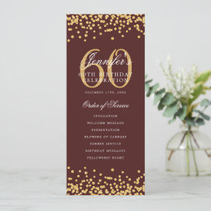 60. Geburtstagsprogramm Menü "Danke U Gold Burgund Einladung