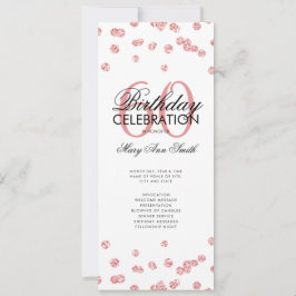 60. Geburtstagsprogramm Rose Gold Glitzer mit Menü Einladung