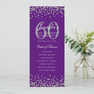 60. Geburtstagsprogramm Silver Menu Lila Einladung