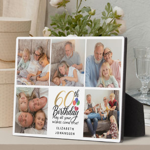 60. Geburtstagsskript Foto-Collage Moderne Erinner Fotoplatte