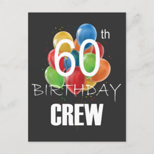 60. Geburtstagstruppe 60 Party Crew Gruppe Postkarte