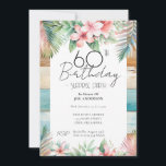 60. Geburtstagsüberraschung Party Tropical Einladung<br><div class="desc">Design des Designs für tropische Blumen und Beach-Holz-Fun. Anpassbar für die tropische Erwachsenen Geburtstagsparty,  ändern Sie einfach den Text Einladungen. Ausdruckbare digitale Download-Einladung</div>