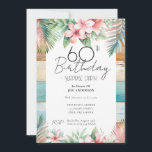 60. Geburtstagsüberraschung Party Tropical Einladung<br><div class="desc">Design des Designs für tropische Blumen und Beach-Holz-Fun. Anpassbar für die tropische Erwachsenen Geburtstagsparty,  ändern Sie einfach den Text Einladungen. Ausdruckbare digitale Download-Einladung</div>