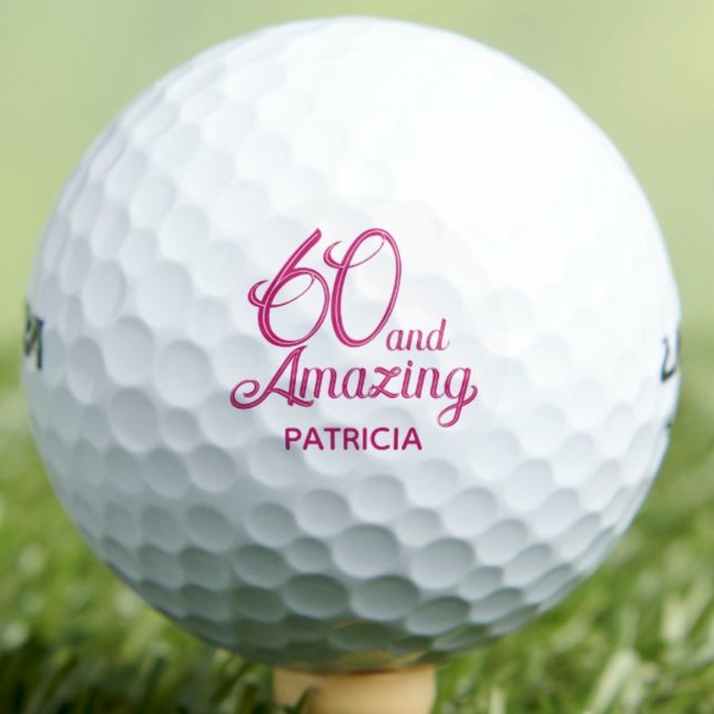 60. Geschenk für Großmutter Pink Script Amazing Golfball (Von Creator hochgeladen)