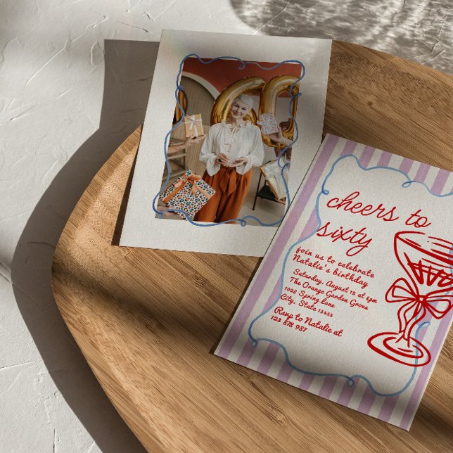 60. Gezeichnet Champagner 60 Foto Geburtstag Einladung (Von Creator hochgeladen)