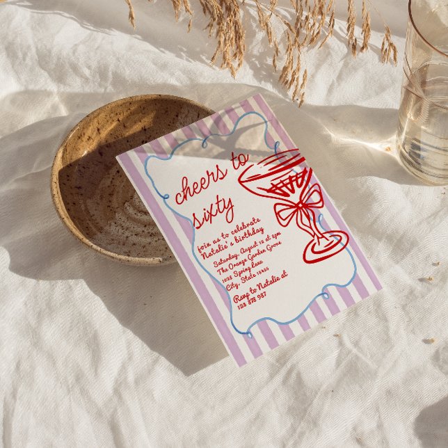 60. Gezeichnet Champagnerglas 60 Geburtstag Einladung (Von Creator hochgeladen)