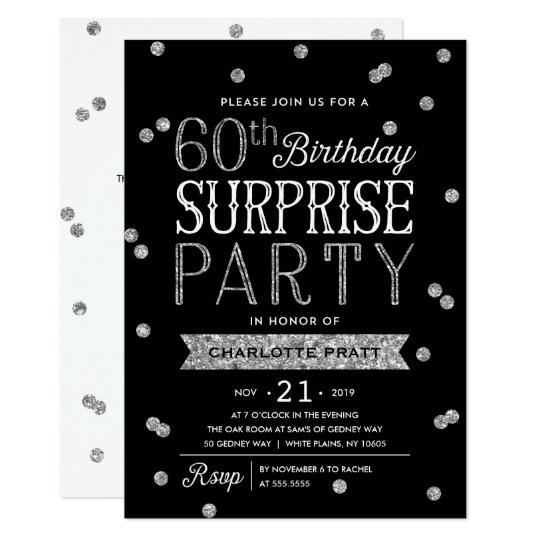 60 Glitzerconfetti Uberraschungs Party Einladung Zazzle At