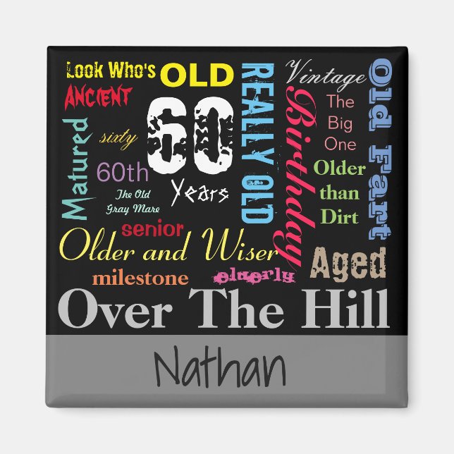 60. Glückwunsch zum Geburtstag im Graffiti-Stil Magnet (Vorne)