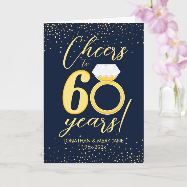 60. Gold Wedding Anniversary Cheers Karte