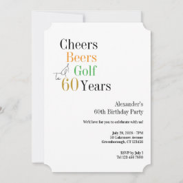 60. Golf Birthday Cheers and Biere Minimal Einladung