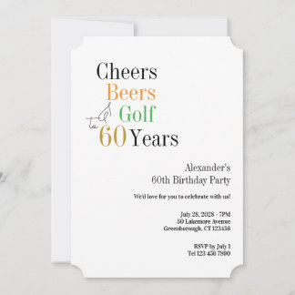 60. Golf Birthday Cheers and Biere Minimal Einladung