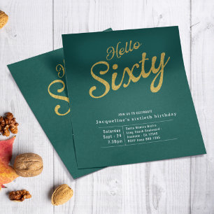 60 Green Gold Budget 60. Geburtstag Einladung Flyer