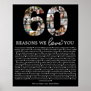 60 Gründe, warum wir dich lieben Foto-Collage-Gesc Poster