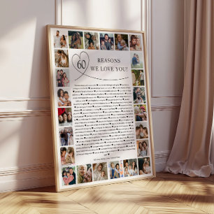 60 Gründe, warum wir dich lieben Foto-Collage-Gesc Poster