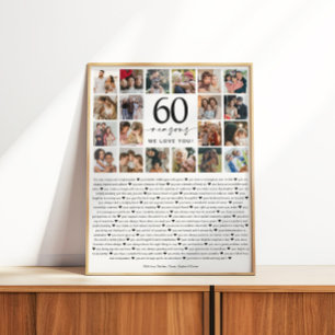 60 Gründe, warum wir dich lieben Foto-Collage-Gesc Poster