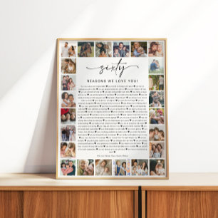 60 Gründe, warum wir dich lieben Foto-Collage-Gesc Poster