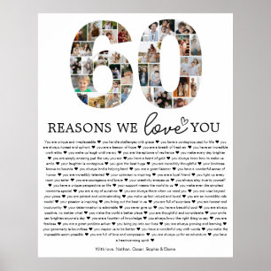 60 Gründe, warum wir dich lieben Foto-Collage-Gesc Poster