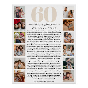 60 Gründe, warum wir dich lieben Geburtstagsgesche Poster
