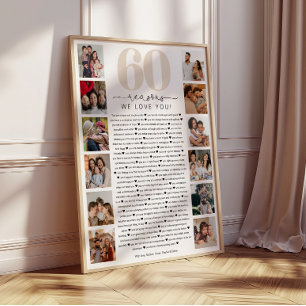 60 Gründe, warum wir dich lieben Geburtstagsgesche Poster