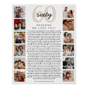 60 Gründe, warum wir dich zum Geburtstag lieben An Poster