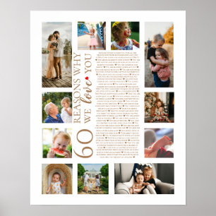 60 Gründe, warum wir Ihnen Liebe Foto Collage Gebu Poster