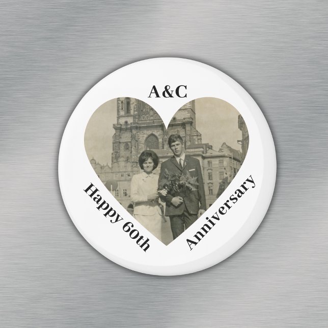 60 Heiratsjahrfeier Couple Keepake Heart Foto Magnet (60 Wedding Anniversary Couple Keepsake Heart Photo Magnet
)