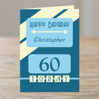 60 heute blau Geburtstag Karte