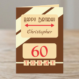 60 heute braun Geburtstag Karte