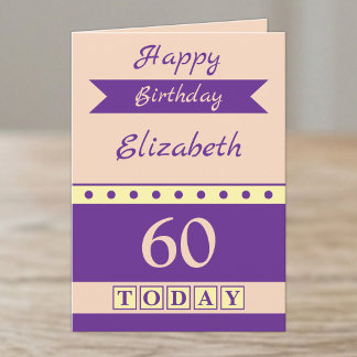 60 heute Name lila Pfirsich Geburtstag Karte