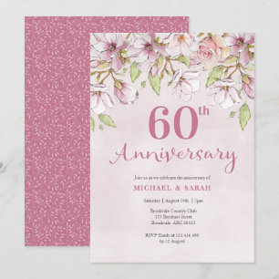 60. Hochzeit Jahrestag Einladung Pink Blauer