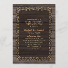 60. Hochzeit Jubiläum Rustic Wood Country Party Einladung