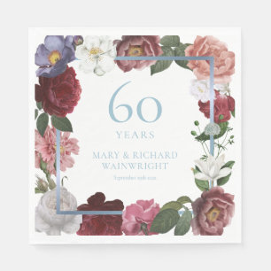 60. Hochzeits-Diamant-Jubiläums-Gartenrose Serviette