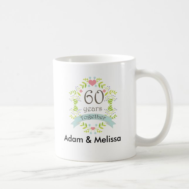 60. Hochzeits-Jahrestags-personalisierte Tasse (Rechts)