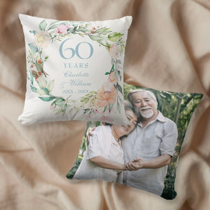 60. Hochzeitsjubiläum Foto Rosen Aquarell Kissen