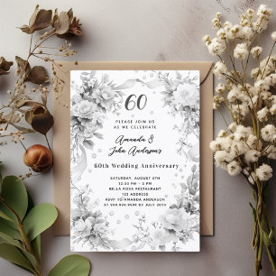 60. Hochzeitstag Diamantfloralen Einladung