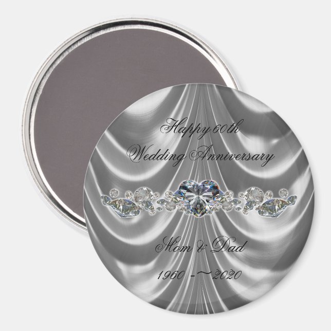 60. Hochzeitstag Diamantherz Magnet (Vorderseite/Rückseite)