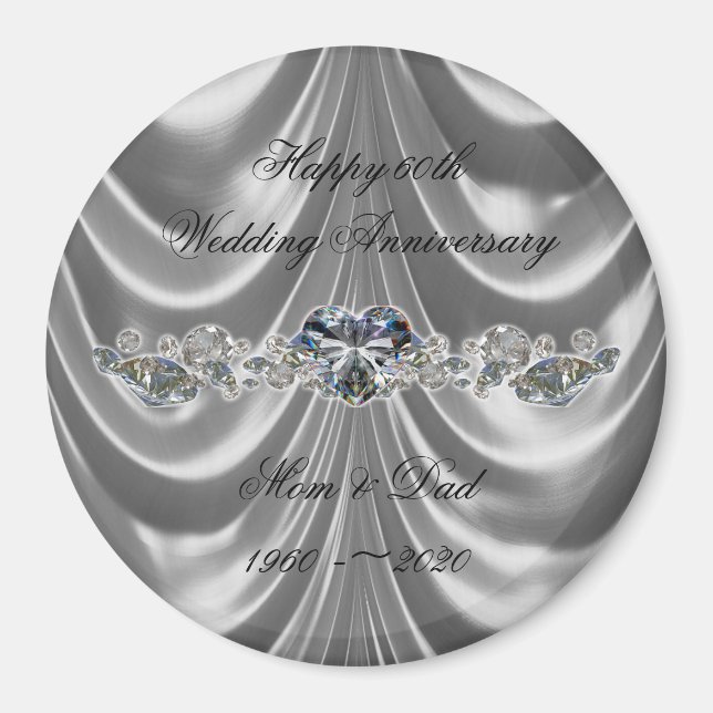 60. Hochzeitstag Diamantherz Magnet (Vorne)