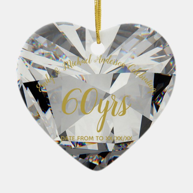 60. Hochzeitstag Diamond FOTO Geschenk Keramik Ornament (Vorne)
