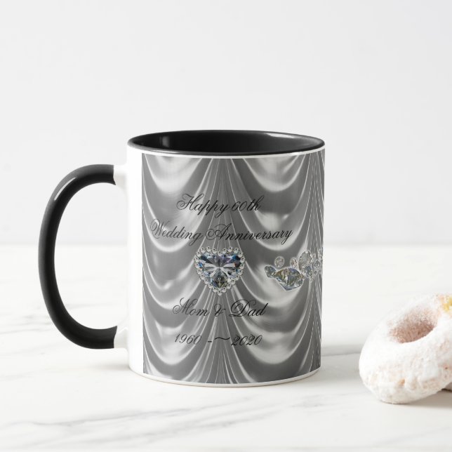 60. Hochzeitstag Diamond Heart Tasse (Mit Donut)