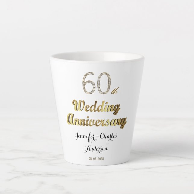 60. Hochzeitstag Diamond Wedding Latte Tasse (Vorderseite)