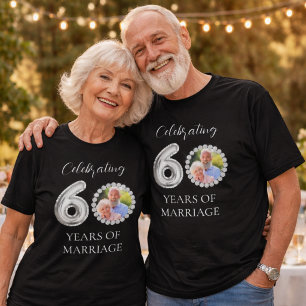 60. Hochzeitstag Foto Diamanten schwarze Männer T-Shirt