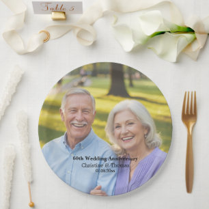 60. Hochzeitstag - Foto-Text-Overlay hinzufügen Pappteller