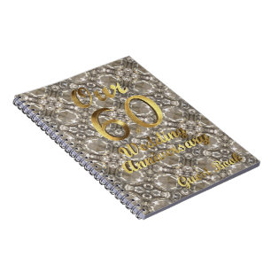 60. Hochzeitstag Gästebuch Gold Diamonds Notizblock