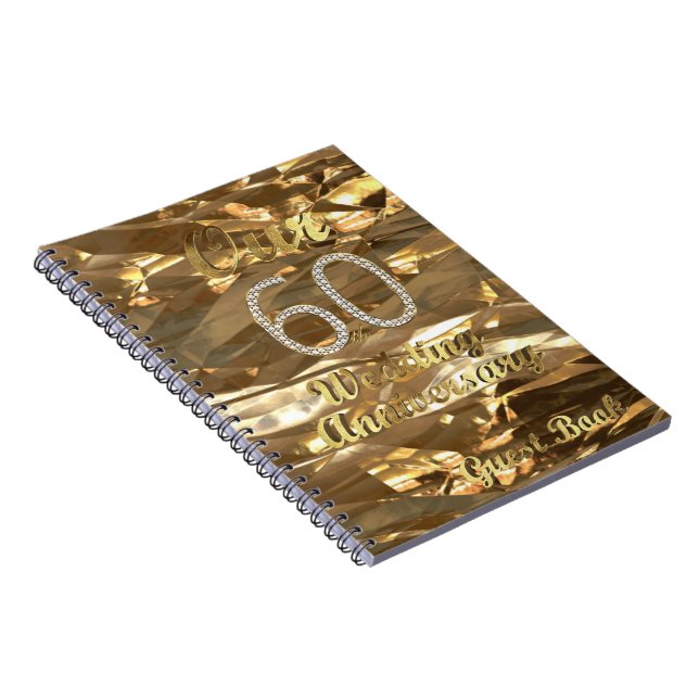 60. Hochzeitstag Gästebuch Gold Elegant Notizblock (Rechte Seite)