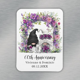 60. Hochzeitstag Gnome Lila Blume Magnet